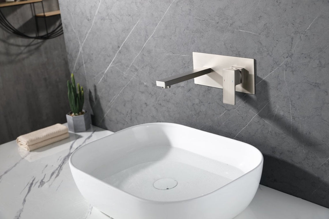 Wall Mount Faucet For Bathroom Sink Or Bathtub- Brushed Nickel Ohberri