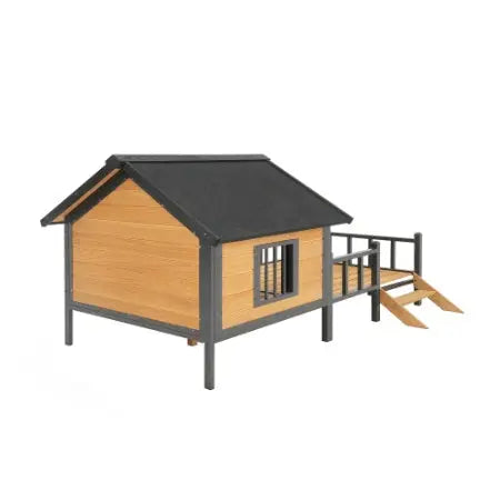 Outdoor Large Wooden Cabin House Style Wooden Dog Kennel With Porch My Store