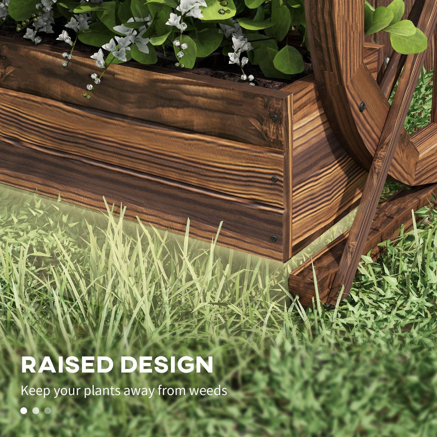 Wooden Wagon Planter Box, 2-Tier Raised Garden Bed, For Vegetables Flowers Herbs Ohberri