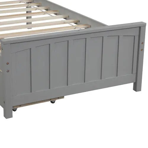 Twin Size Platform Bed With Two Drawers, Gray My Store