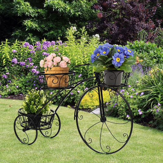 Tricycle Plant Stand Flower Pot Cart Holder In Parisian Style Inkedjoy