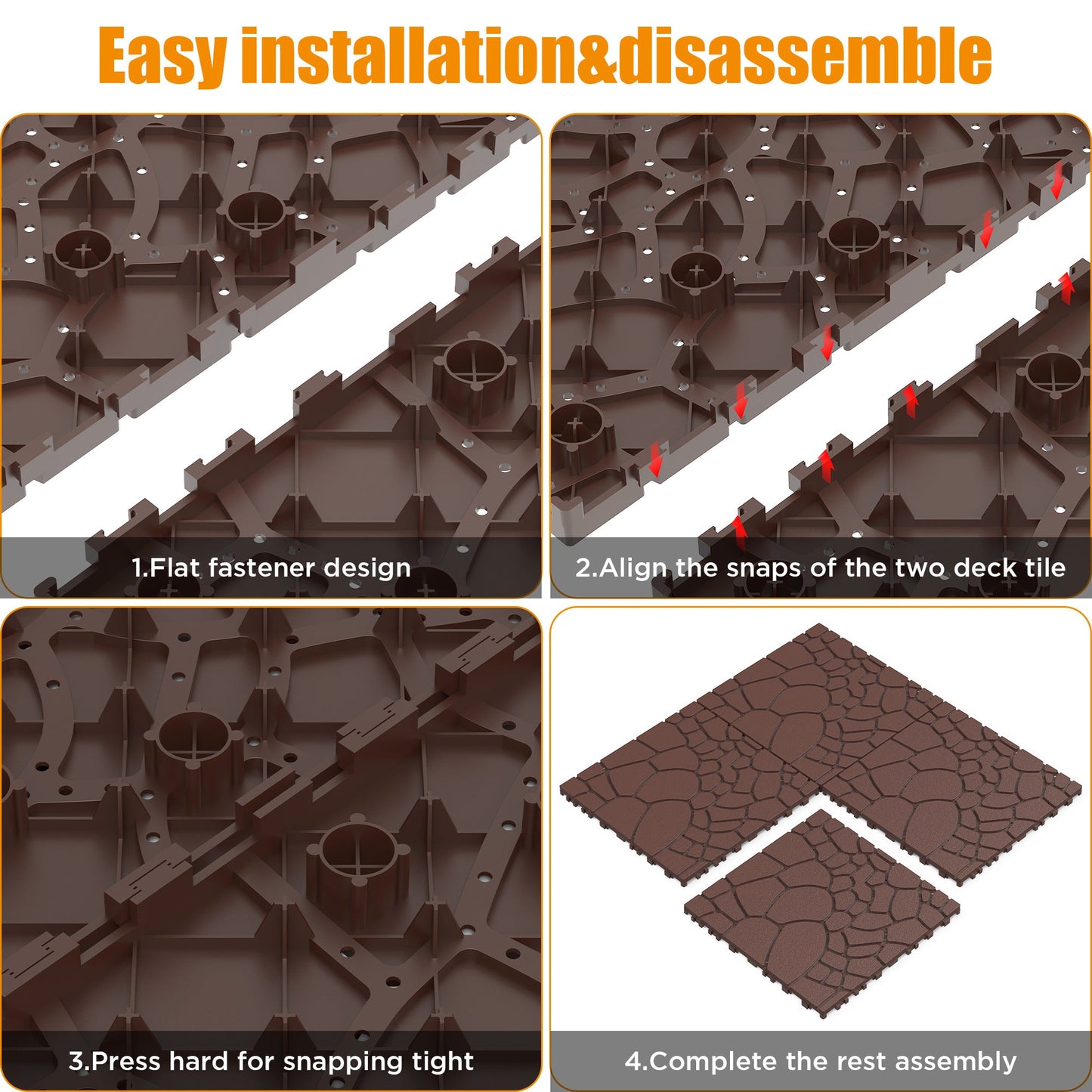 Waterproof, Wear-resistant, DIY Assembly, Garden, Courtyard, Balcony,plastic Flooring Inkedjoy