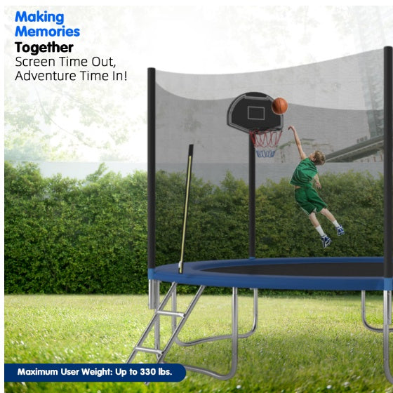 14 FT TRAMPOLINE PUMPKING STYLE WITH BASKETBALL HOOP My Store