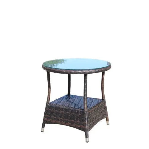Outdoor Patio Furniture 1 Round Coffee Table With Clear Tempered Glass My Store