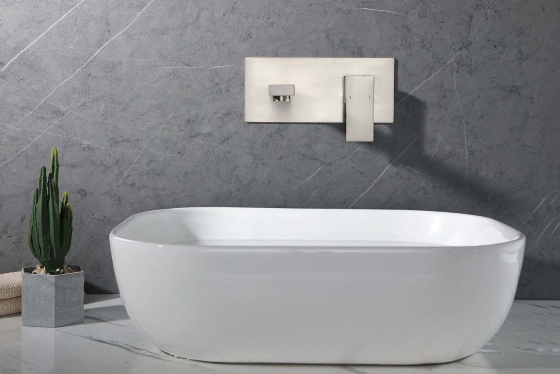 Wall Mount Faucet For Bathroom Sink Or Bathtub- Brushed Nickel Ohberri