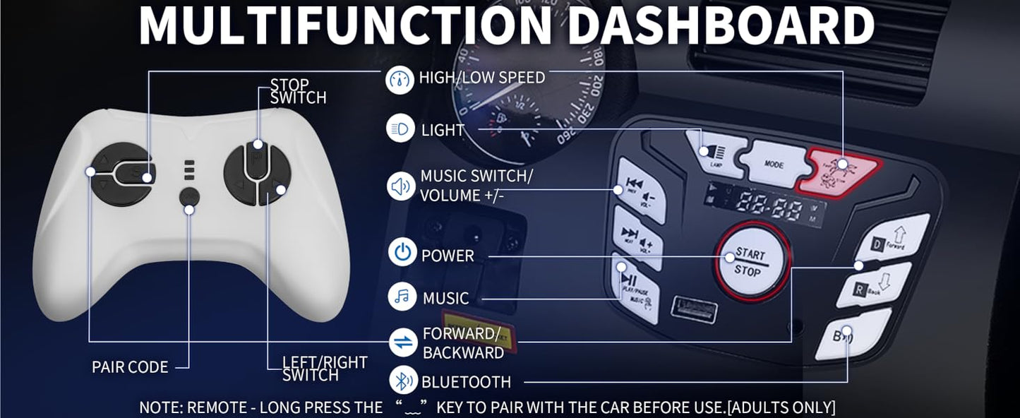 2 Seater Ride on Car with Remote Control - 24V Battery Powered Electric Truck for Kids Ohberri