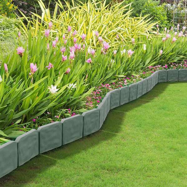 Garden Edge, Imitation Stone Effect Garden Lawn Edge, Non Digging Flexible Lawn Edge, And Flower Bed Edge Gray -20 Inkedjoy