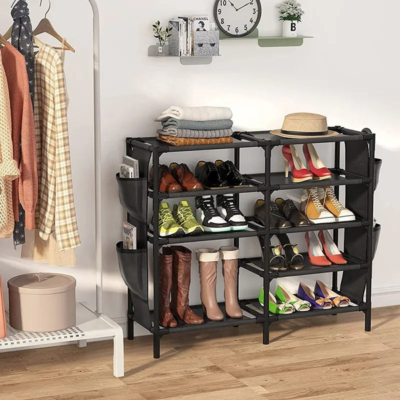 Shoe Rack With Pockets, 5-Tier Shoe Boots Organizer Inkedjoy