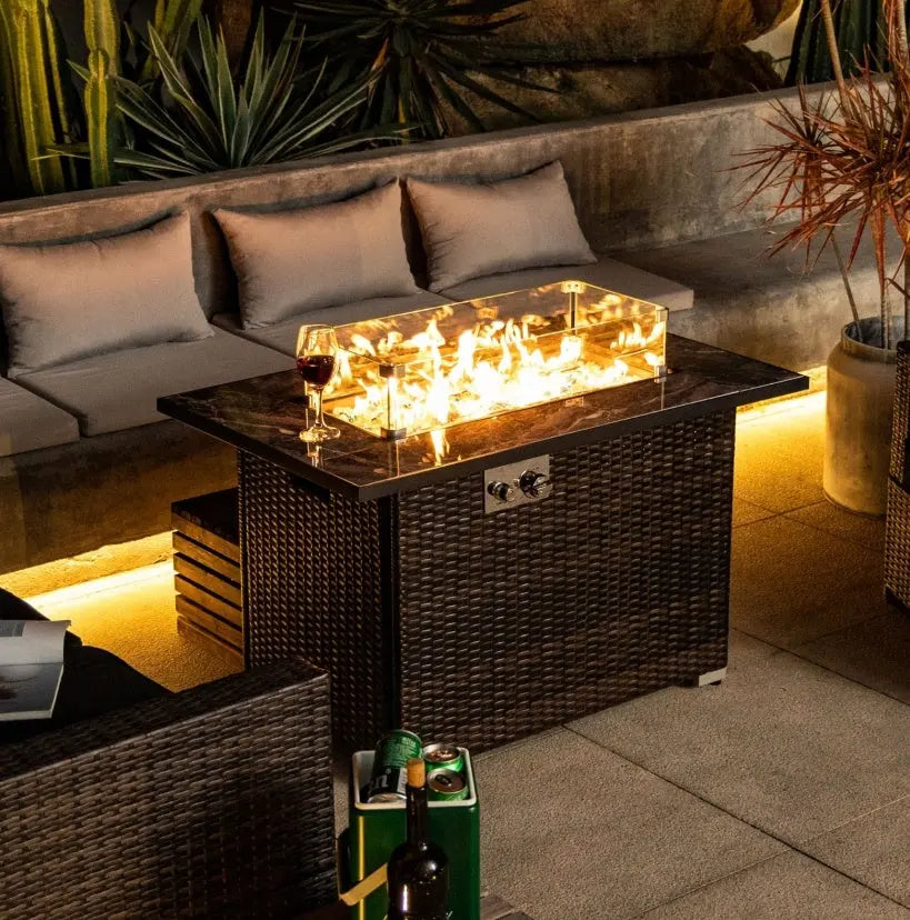 Outdoor Propane Fire Pit Table, Ceramic Tabletop Gas Fire Table My Store