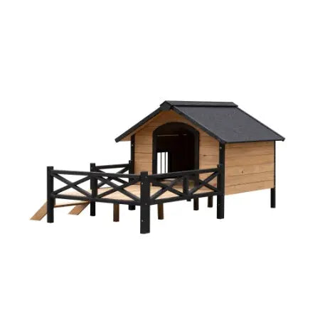 Outdoor Large Wooden Cabin House Style Wooden Dog Kennel With Porch My Store