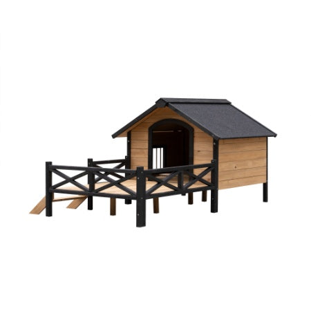 Outdoor Large Wooden Cabin House Style Wooden Dog Kennel With Porch My Store