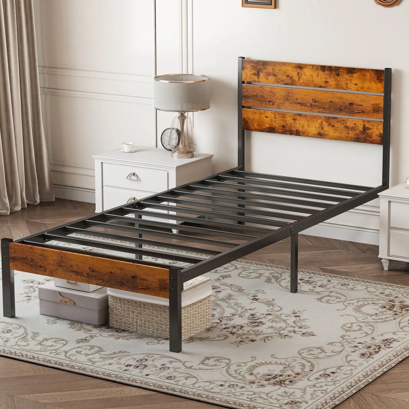 Metal Platform Bed Frame - Mattress Foundation With Headboard And Footboard My Store