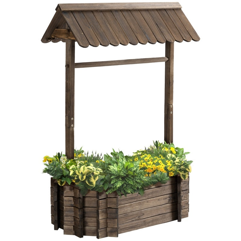 Wishing Well Planter, Wooden Raised Garden Bed Inkedjoy