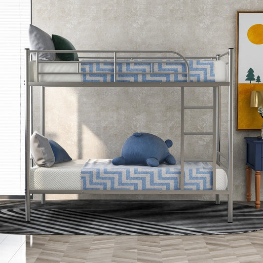 Twin Over Twin Metal Bunk Bed  Silver My Store