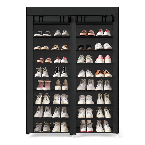 Double Row 10-ply Non Woven Shoe Cabinet, Black Inkedjoy