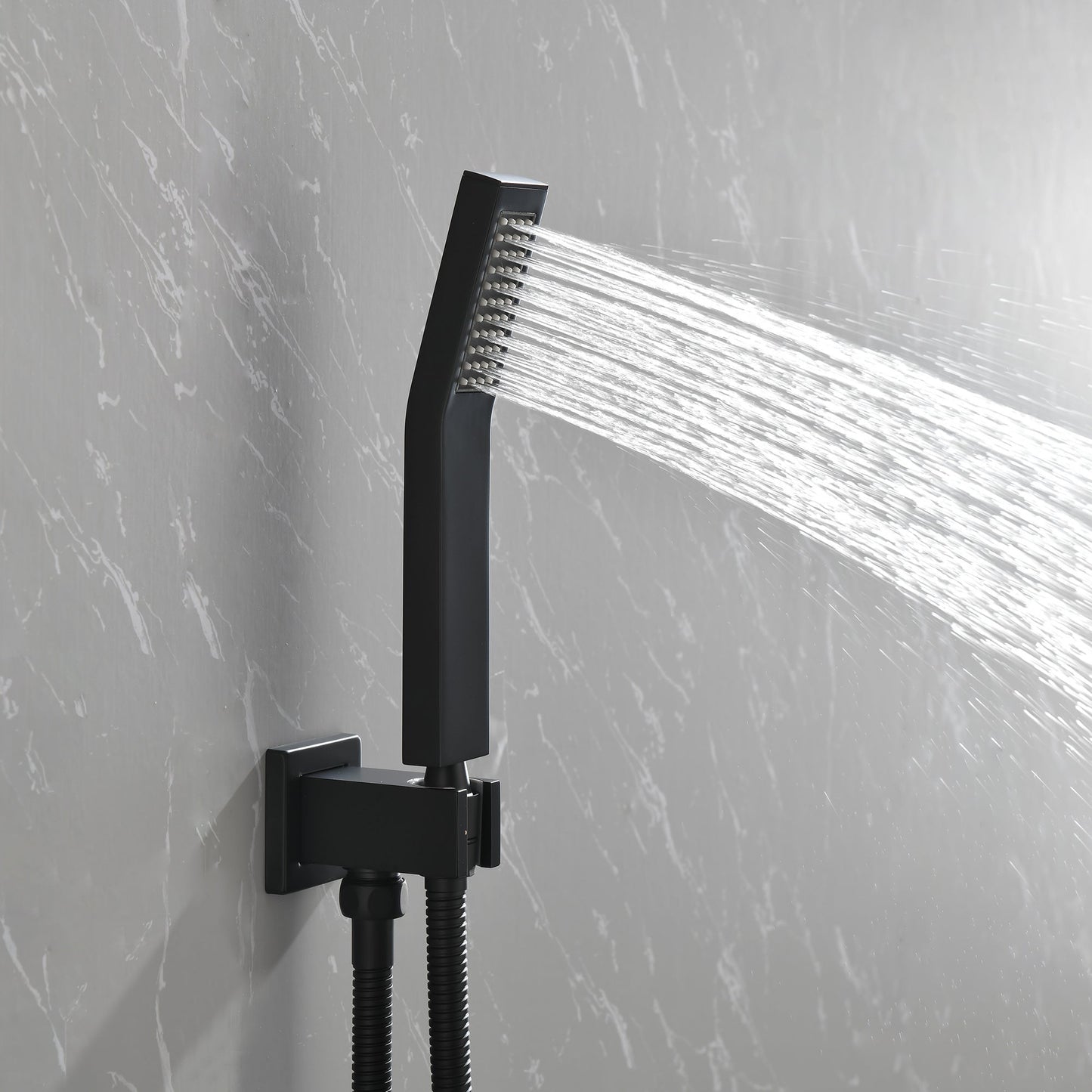 Brass Matte Black Shower Faucet With 10 Inch Shower Head And Handheld Spray Inkedjoy