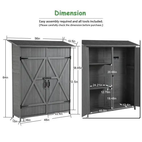 56L X 19.5W X 64H Outdoor Storage Shed My Store