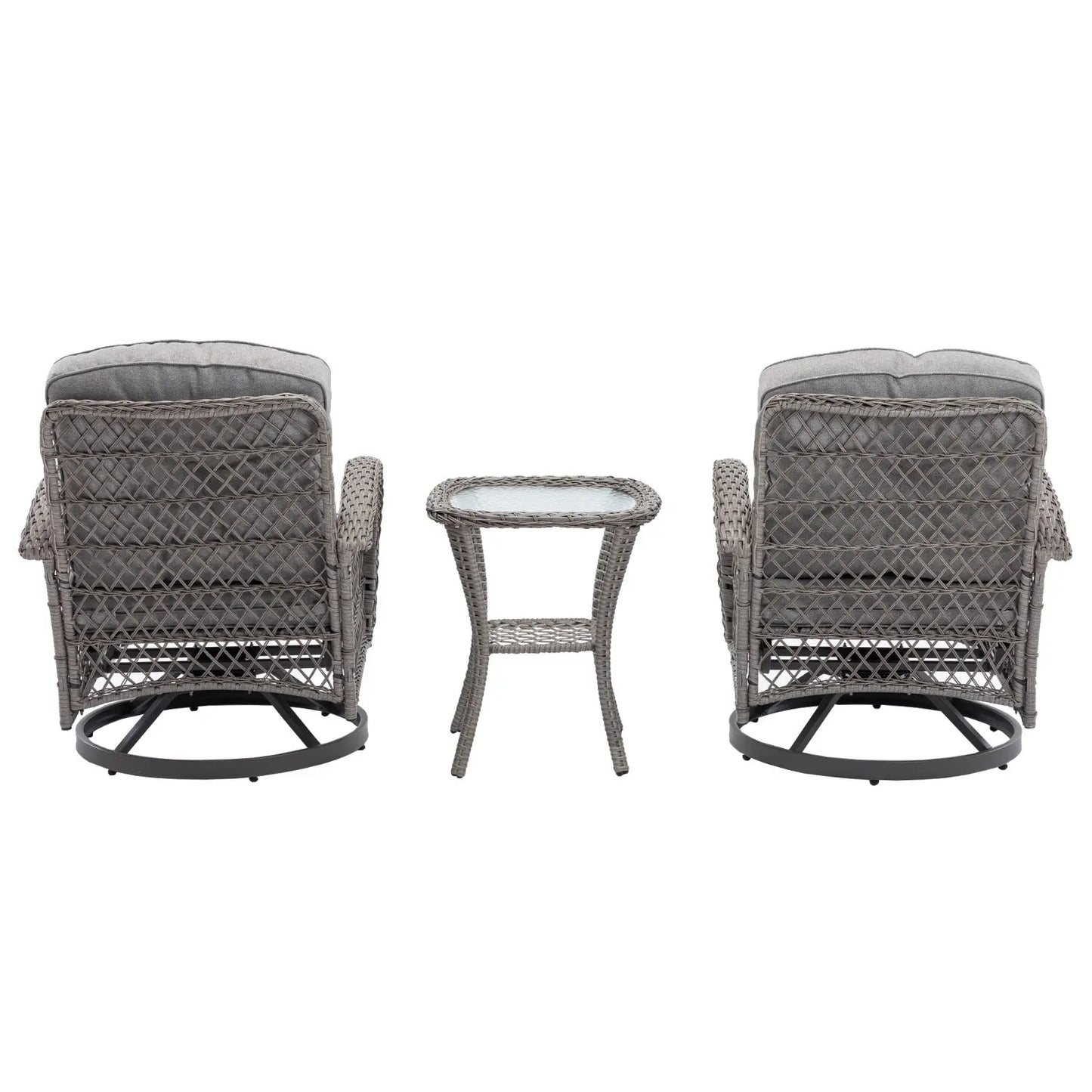 3pc Outdoor Swivel Rocker Patio Chairs 360 Rocking Set With Thick Cushions My Store