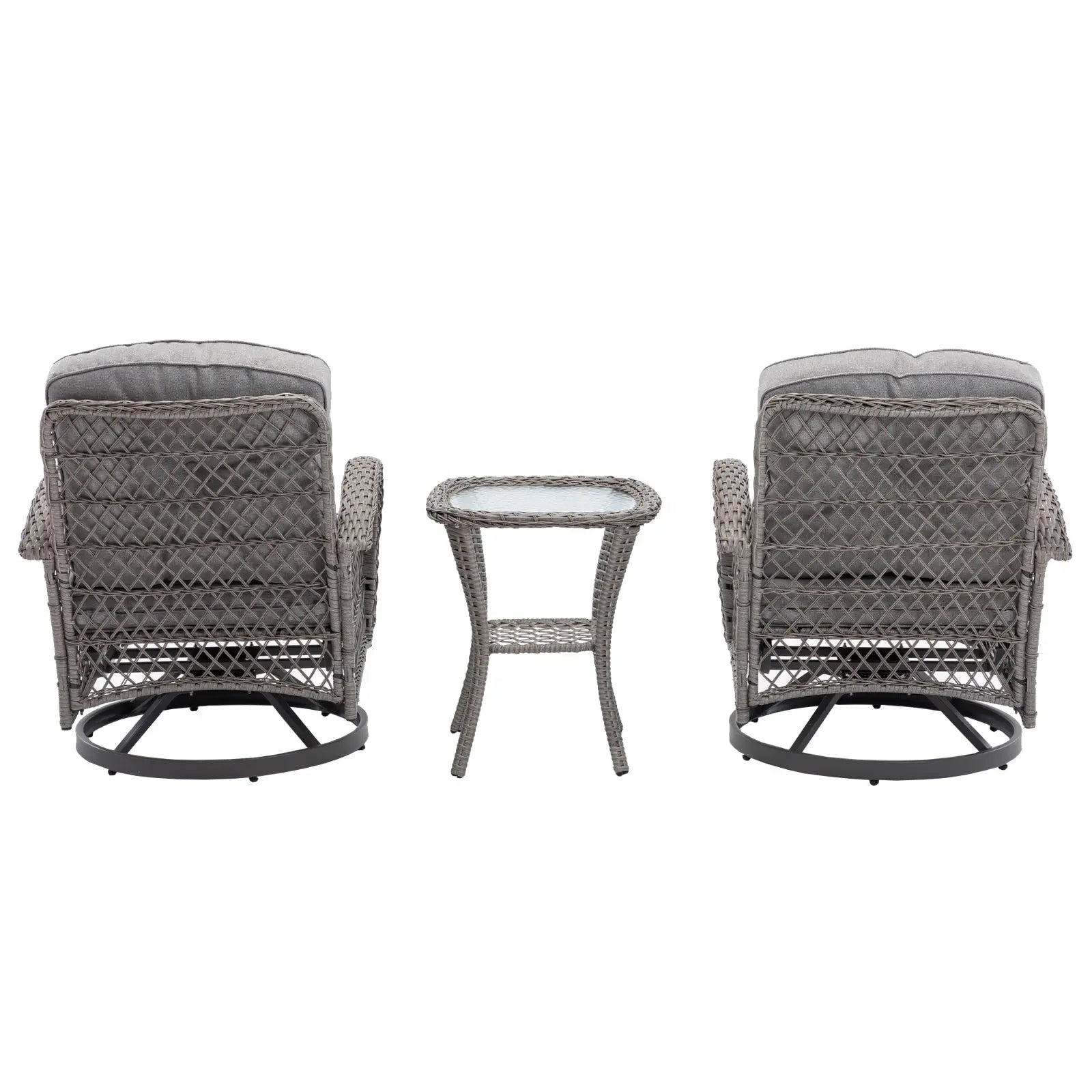 3pc Outdoor Swivel Rocker Patio Chairs 360  Rocking Set With Thick Cushions My Store