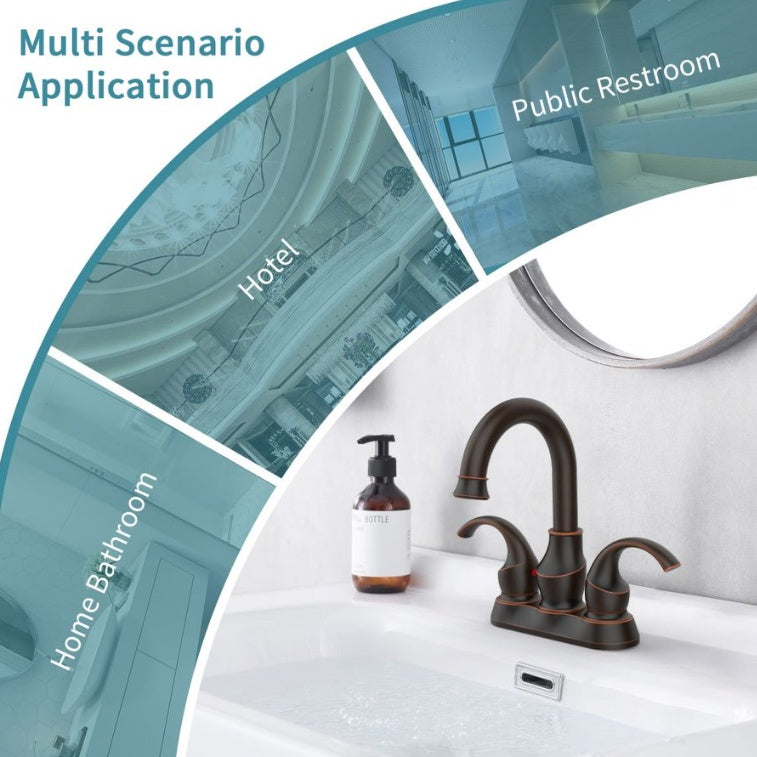 Oil Rubbed Bronze Bathroom Faucet With 2-Handle And 360 Degree Rotating Spout My Store
