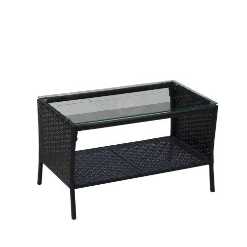 4 PC Rattan Patio Furniture Set Outdoor Patio Cushioned Seat Wicker Sofa Beige Cushion My Store