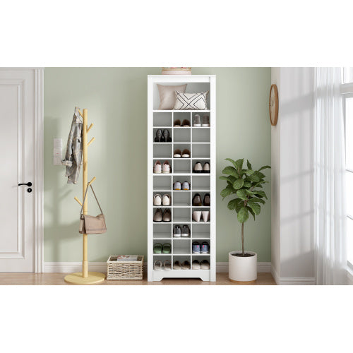 Stylish Design 30 Shoe Cabinet Console, Modern White Inkedjoy