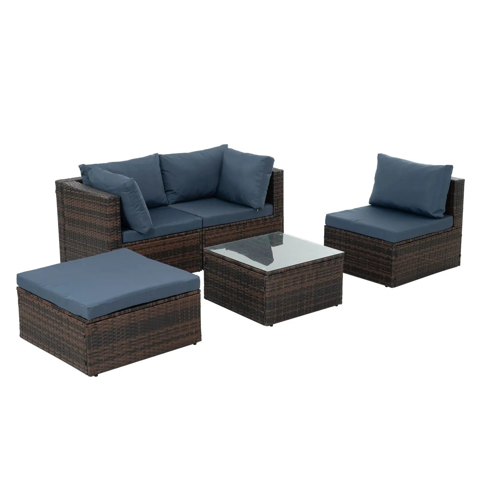 Patio Furniture, Outdoor Furniture, Seasonal PE Wicker Furniture, 5 Set Wicker Furniture With Temper My Store