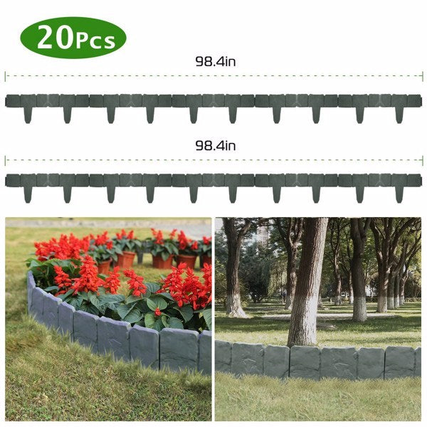 Garden Edge, Imitation Stone Effect Garden Lawn Edge, Non Digging Flexible Lawn Edge, And Flower Bed Edge Gray -20 Inkedjoy