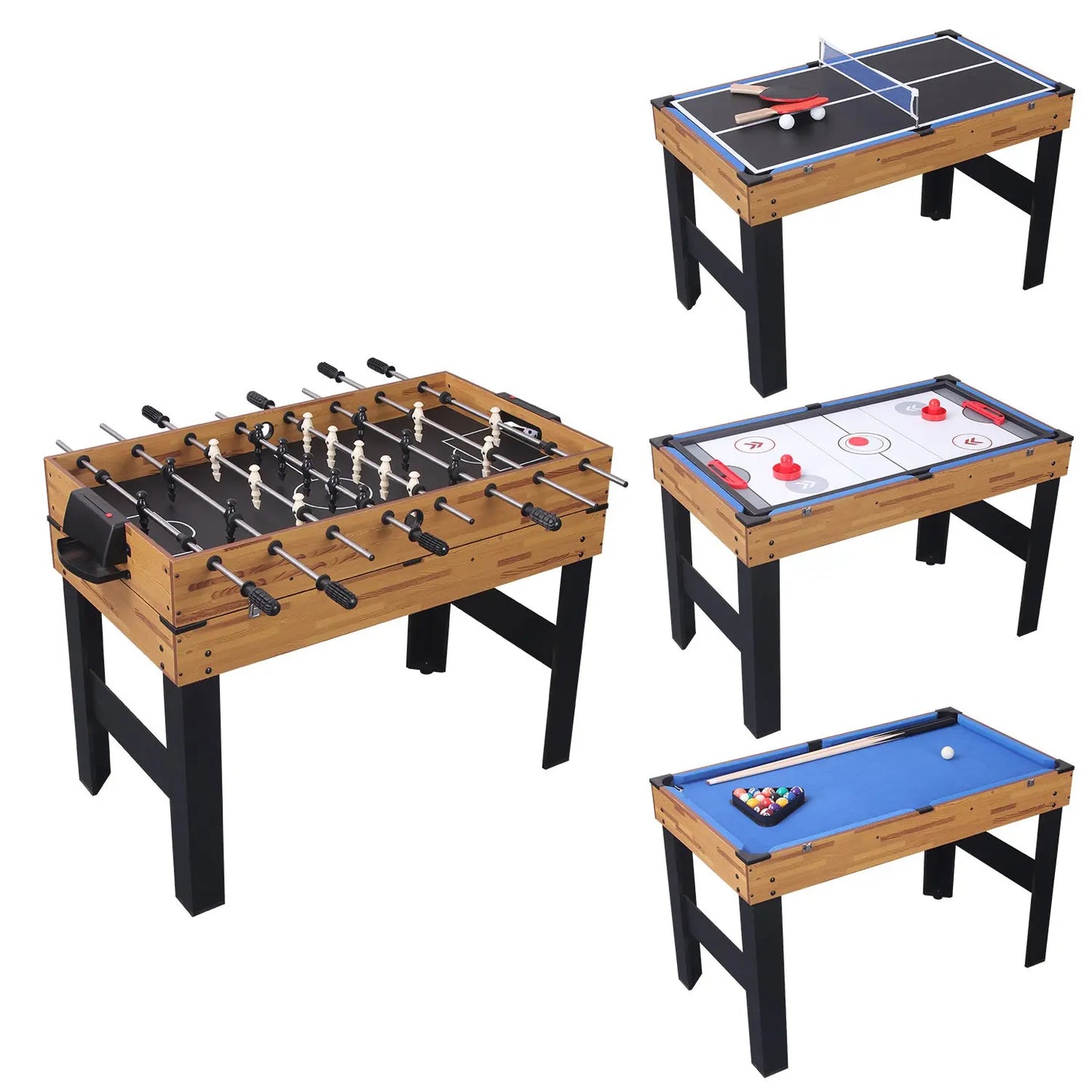 48in Folding Portable Combination Game Table  Set With Ping Pong, Air Hockey, Pool Billiards For Kids And Adults, Indoor And Outdoor Games My Store