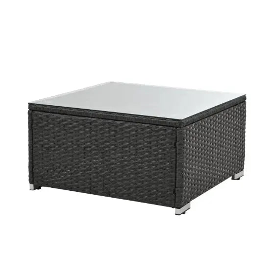 Patio Furniture PE Rattan And Tempered Glass Table My Store