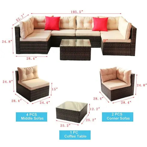 Patio Furniture Set PE Rattan Sectional Garden Furniture Corner Sofa Set My Store