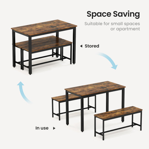 Dining Table Set, Bar With 2 Dining Table Benches Inkedjoy
