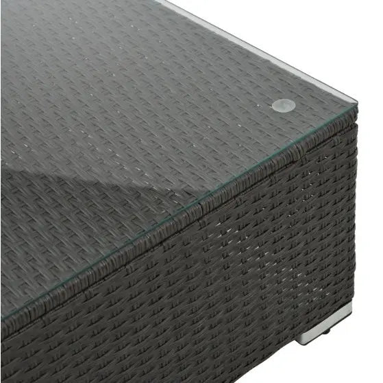 Patio Furniture PE Rattan And Tempered Glass Table My Store