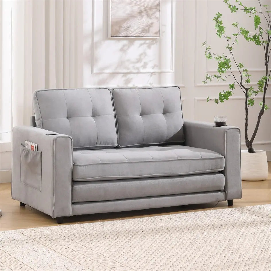 3-in-1 Convertible Sofa With Pull Out Sleeper Couch Bed My Store