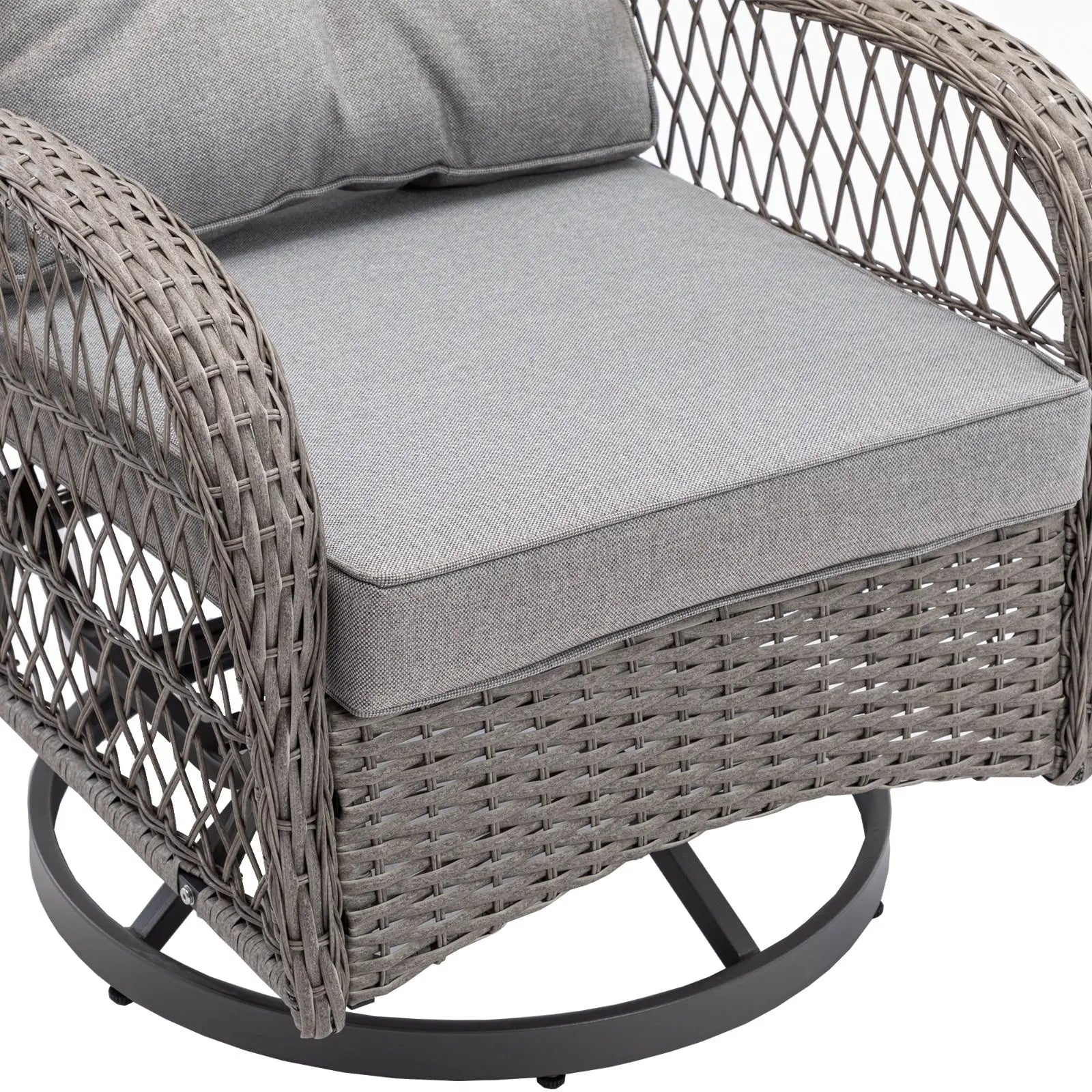3pc Outdoor Swivel Rocker Patio Chairs 360  Rocking Set With Thick Cushions My Store