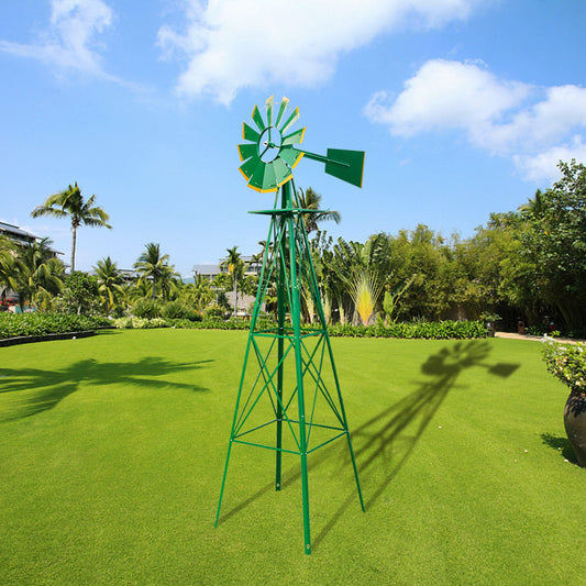 8FT Weather Resistant Yard Garden Windmill Green My Store