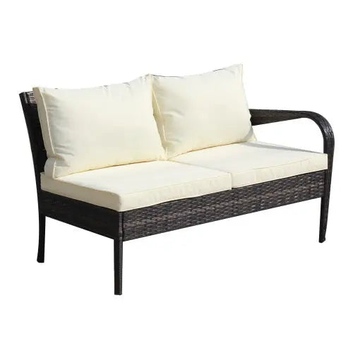 4 Piece Patio Sectional Wicker Rattan Outdoor Furniture Sofa Set With Storage Box Brown My Store