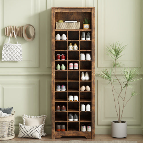 Stylish Design 30 Shoe Cabinet Console, Modern Rustic Brown Inkedjoy