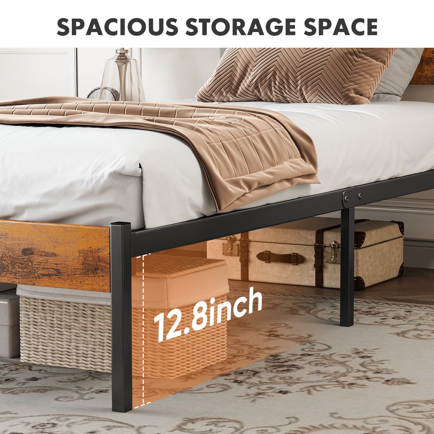 Metal Platform Bed Frame - Mattress Foundation With Headboard And Footboard My Store