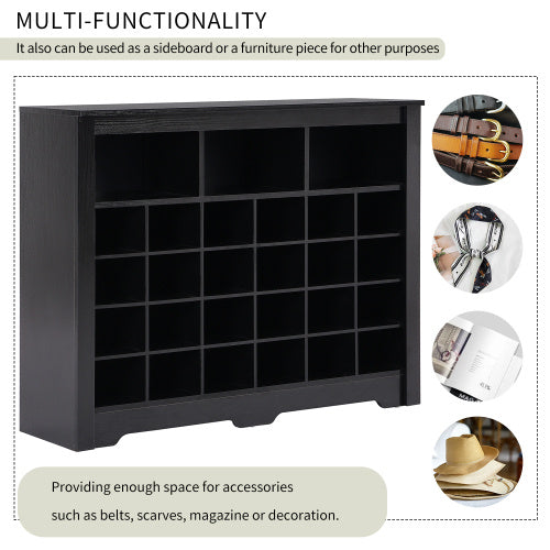 Stylish Design 24 Shoe Cabinet Console, Modern Black Inkedjoy