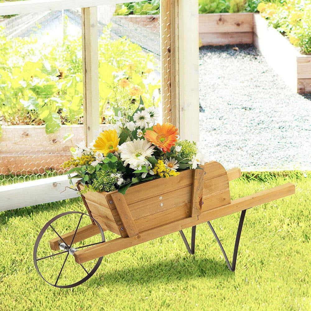 Wooden Wagon Planter With 9 Magnetic Accessories For Garden Yard My Store