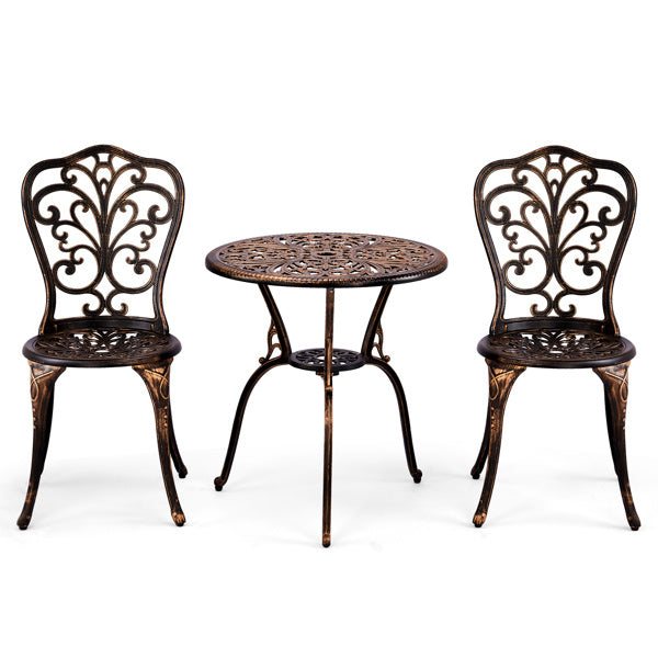 2pcs Single Chairs And 1pc Round Table Butterfly Shaped Antique Bronze Casting Set Inkedjoy