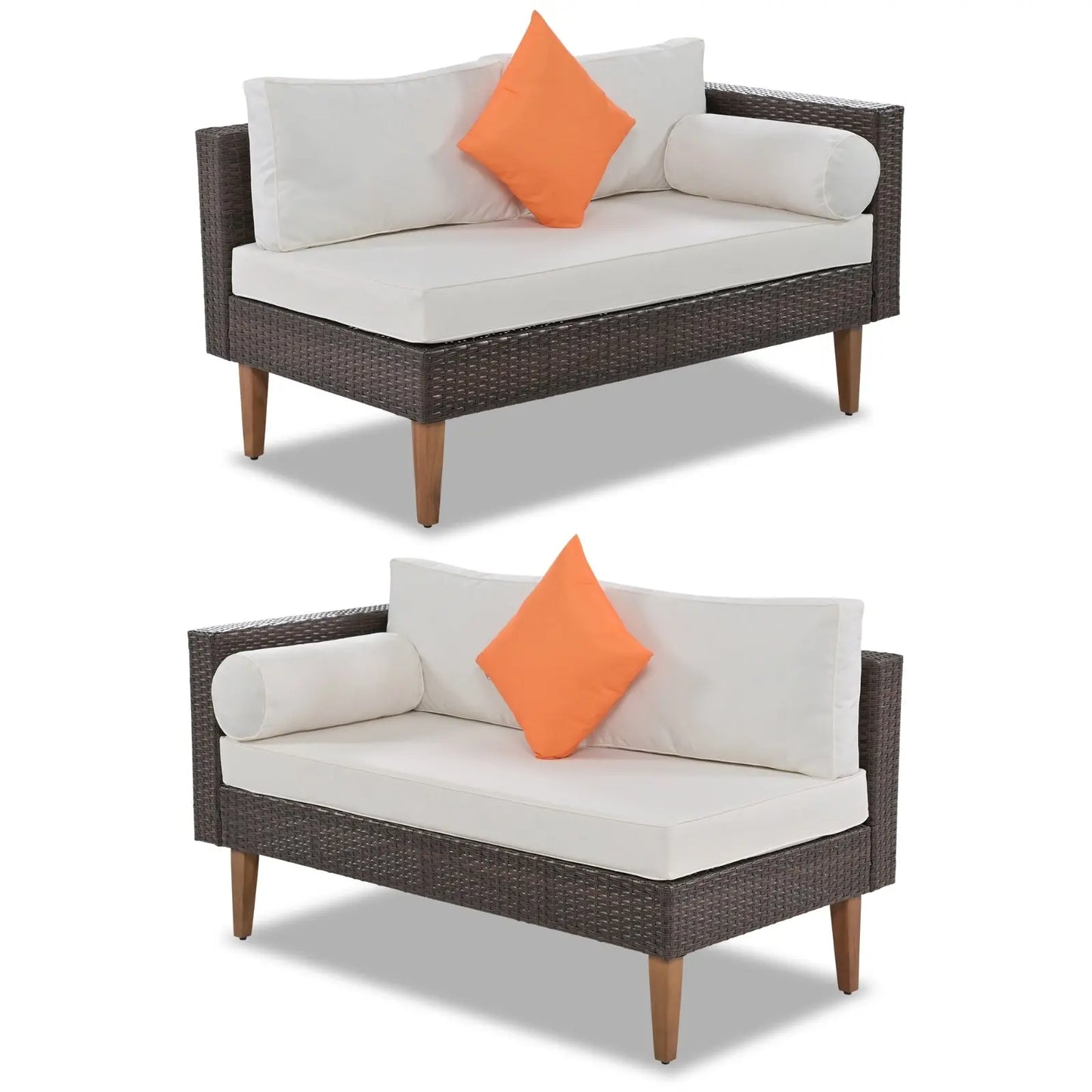 4-Piece Outdoor Wicker Sofa Set, L-Shape Patio Furniture With Colorful Pillows My Store