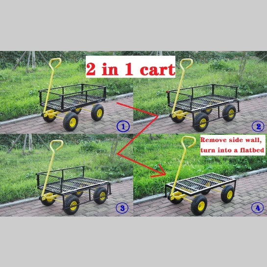 Garden Cart Steel Garden Cart With Swivel Handle Practical Heavy Duty Garden Cart Inkedjoy