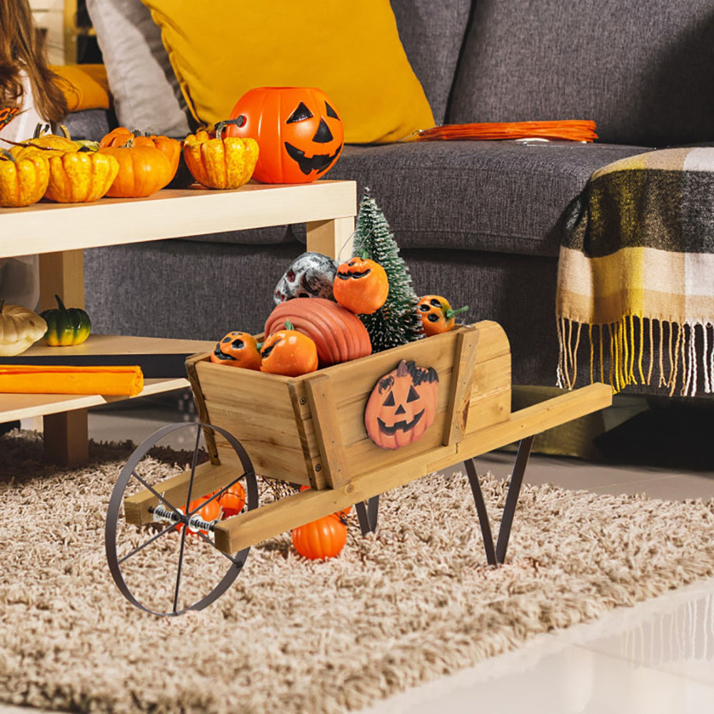 Wooden Wagon Planter With 9 Magnetic Accessories For Garden Yard My Store