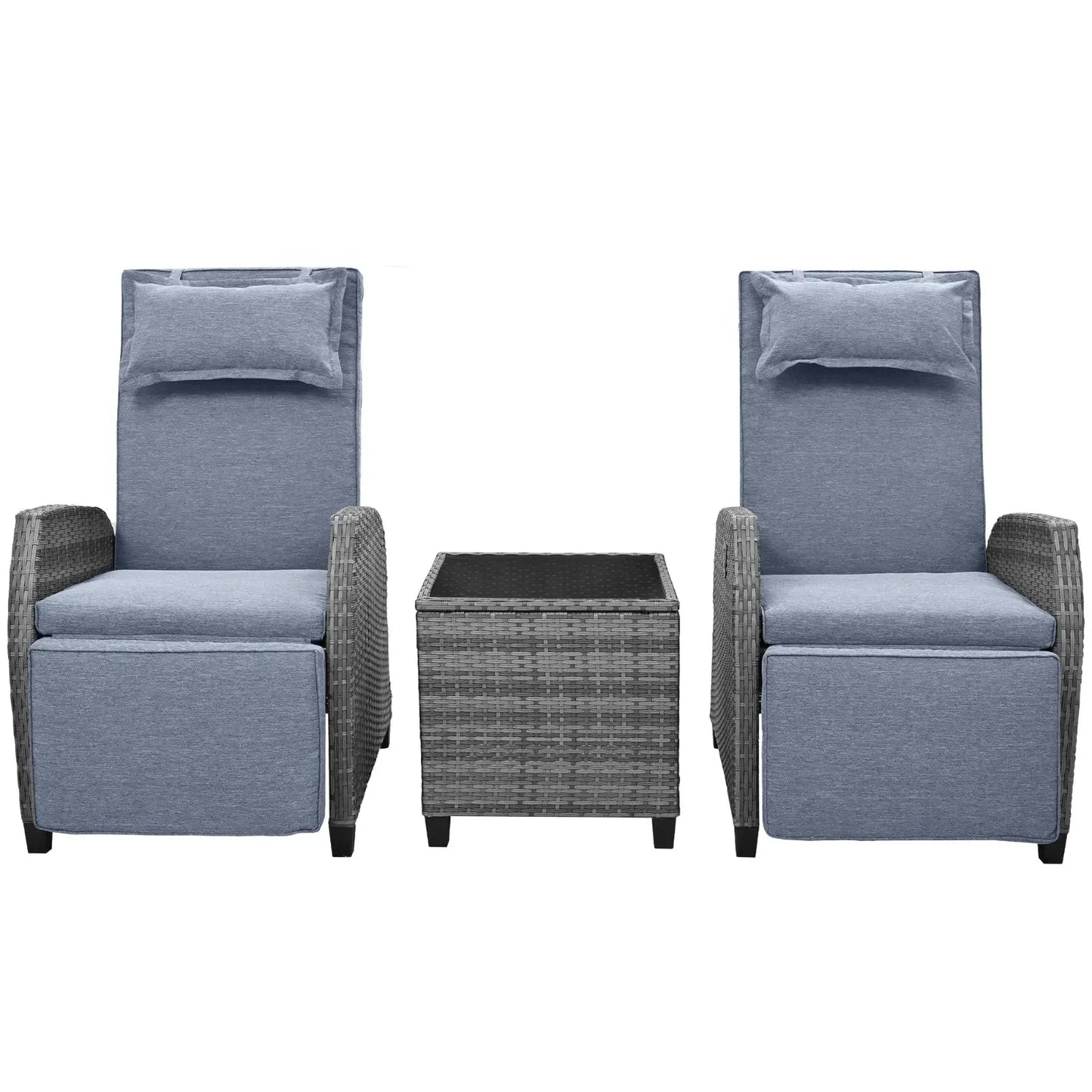 U Style Outdoor Rattan 2-Person Set W Coffee Table For Courtyard My Store
