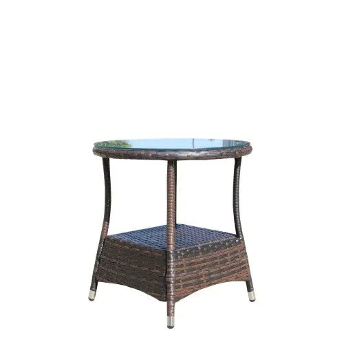 Outdoor Patio Furniture 1 Round Coffee Table With Clear Tempered Glass My Store