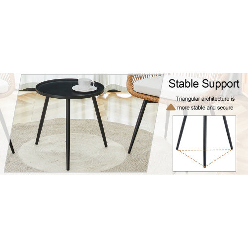 Modern 3 Piece Set Round Coffee Table 2 Rattan Swivel Chairs Inkedjoy