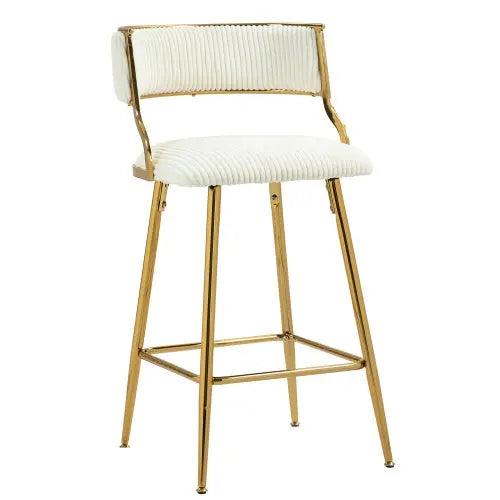 SET OF 2,26 Counter Height Bar Stools Corduroy Kitchen Island Counter Bar Stool With Back,golden Chromed Base And Footrest My Store