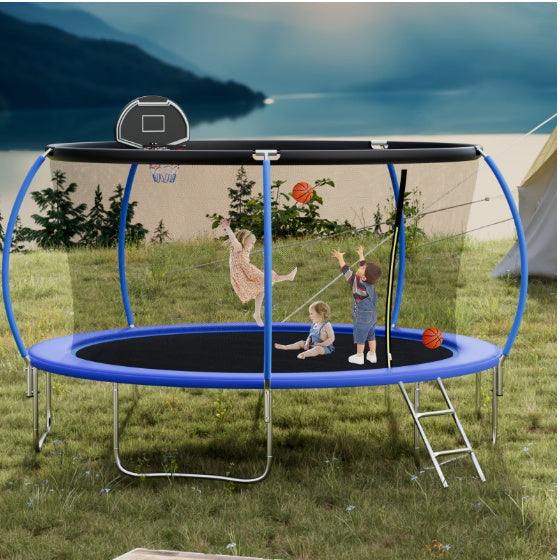 14 FT TRAMPOLINE PUMPKING STYLE WITH BASKETBALL HOOP My Store